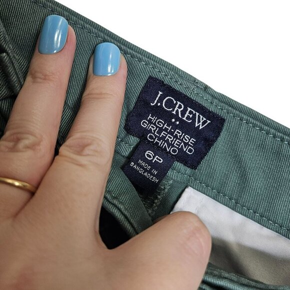 J. Crew High-Rise Girlfriend Chino Pants Size 6P Green Sping 2024 Trouser Work - Picture 3 of 12